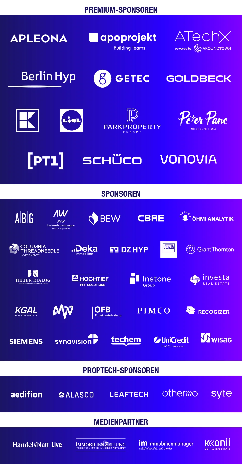 Hier sind die Logos der Sponsoren beim Tag der Immobilienwirtschaft 2026